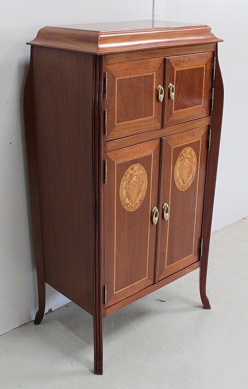 Small Cabinet In Mahogany And Precious Wood, Art Nouveau Period - Early Twentieth-photo-2