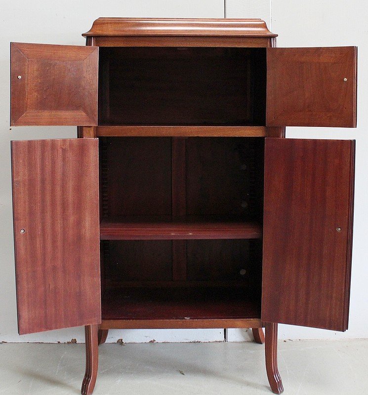 Small Cabinet In Mahogany And Precious Wood, Art Nouveau Period - Early Twentieth-photo-4