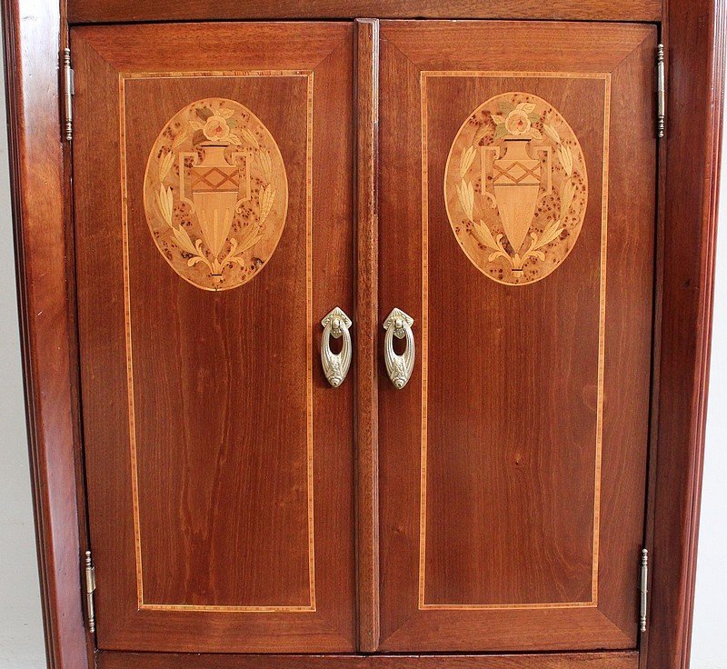 Small Cabinet In Mahogany And Precious Wood, Art Nouveau Period - Early Twentieth-photo-3