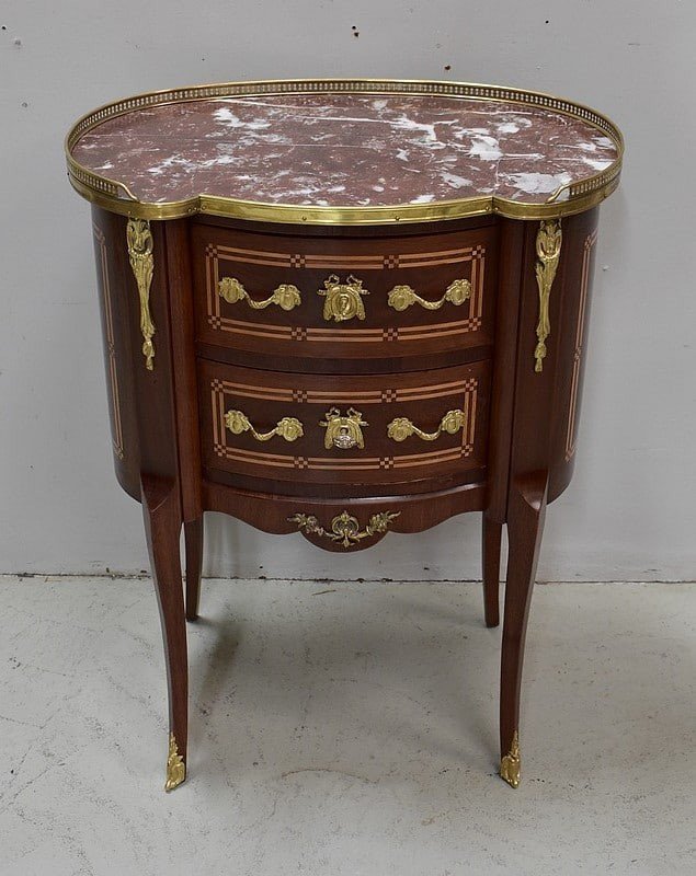 Petite Commode Chiffonnière En Acajou, Style Transition Louis XV - Louis XVI - Fin XIXe