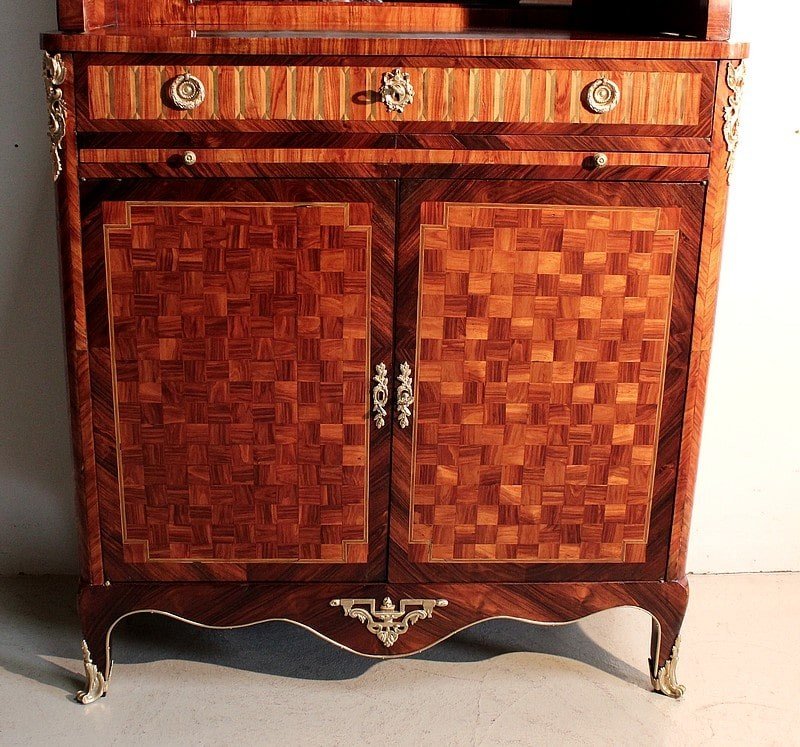 Small Cartonnier Buffet In Louis XV Style Marquetry - Louis XVI - Late Nineteenth-photo-2