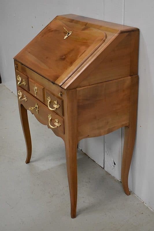 Petit Bureau De Pente En Merisier, Style Louis XV - Fin XIXe-photo-4