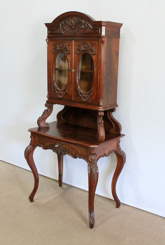 Vitrine Writing Case In Solid Mahogany, Napoleon III Period - 1850-photo-3