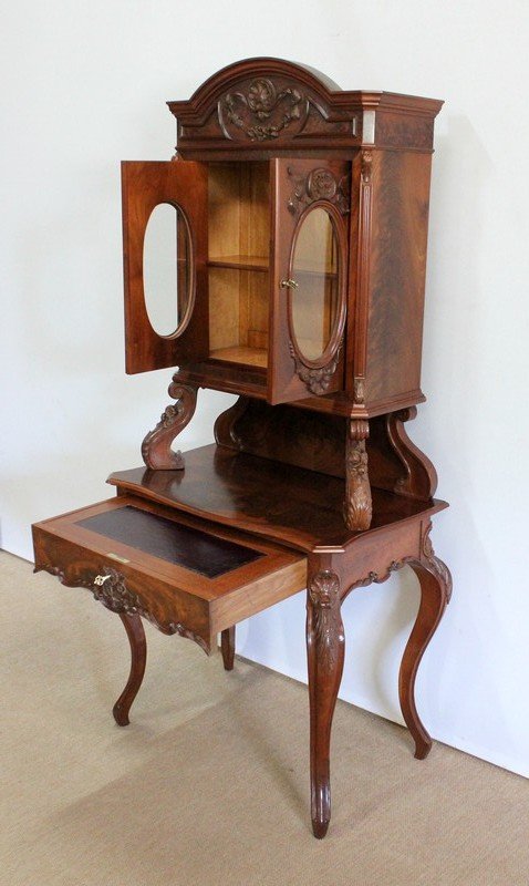 Vitrine Writing Case In Solid Mahogany, Napoleon III Period - 1850-photo-1