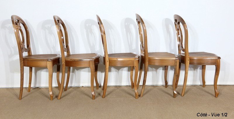 Suite Of 5 Chairs In Solid Walnut In The Style Of Louis XV, Napoleon III Period - Mid-19th Century-photo-6