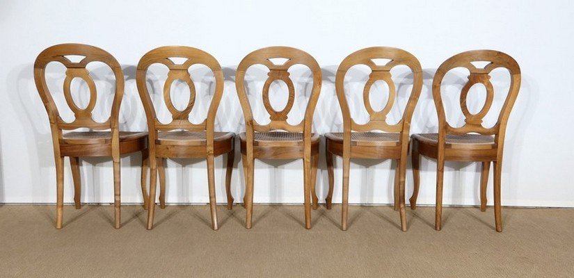 Suite Of 5 Chairs In Solid Walnut In The Style Of Louis XV, Napoleon III Period - Mid-19th Century-photo-8