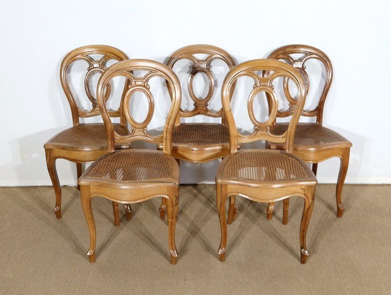 Suite Of 5 Chairs In Solid Walnut In The Style Of Louis XV, Napoleon III Period - Mid-19th Century