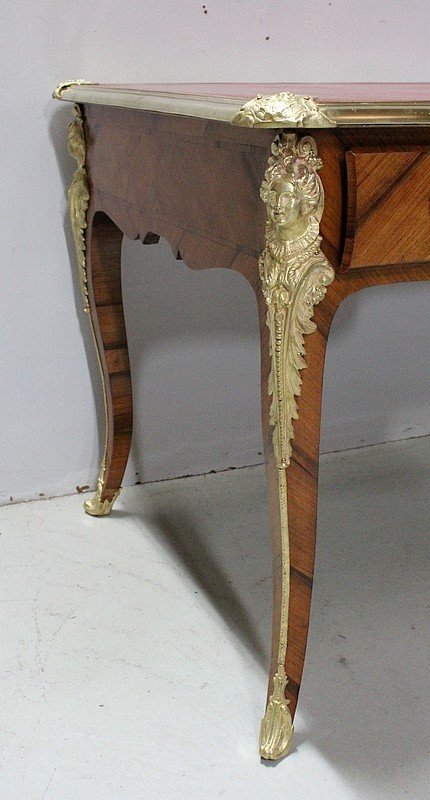 Ceremonial Desk In Rosewood Veneer, Louis XV Style - Nineteenth-photo-4