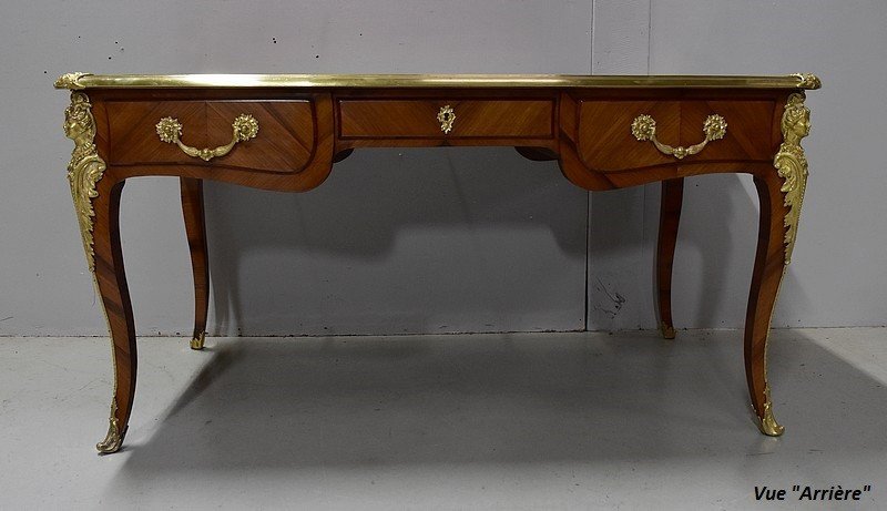 Ceremonial Desk In Rosewood Veneer, Louis XV Style - Nineteenth-photo-5