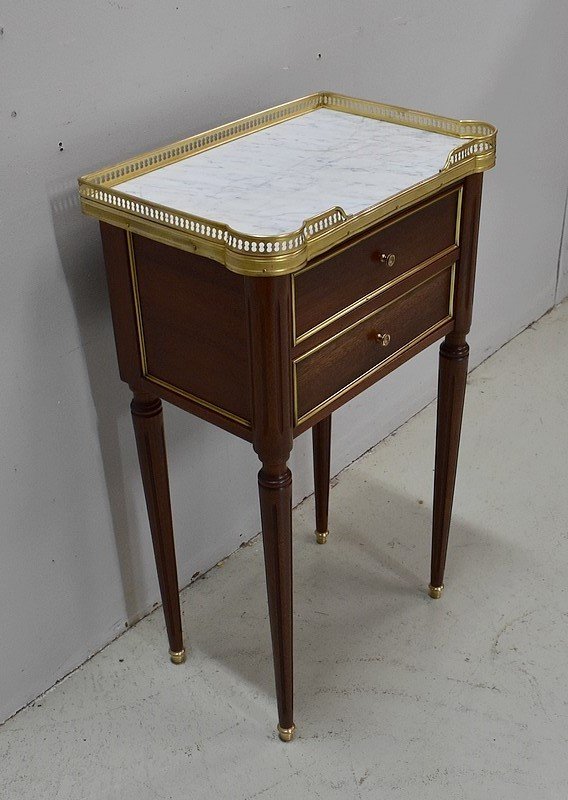  Petite Table Chiffonnière En Acajou Massif, Style Louis XVI - Début XXe -photo-2