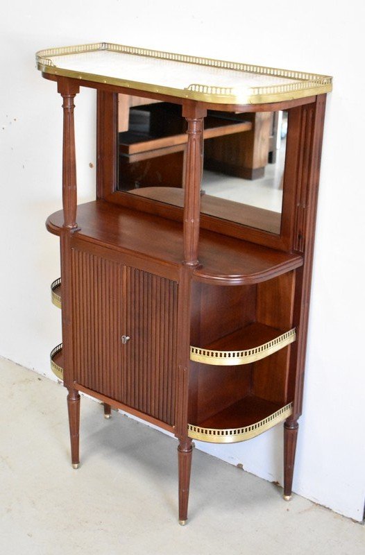 Small Between-two Cabinet In Solid Mahogany, Louis XVI Style - 1st Part Nineteenth-photo-3