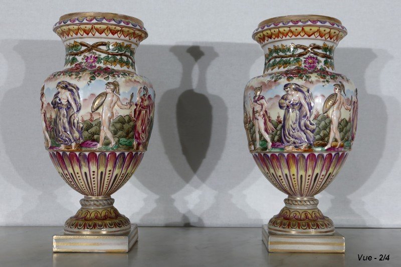 Pair Of Capodimonte Vases - Late Nineteenth-photo-5