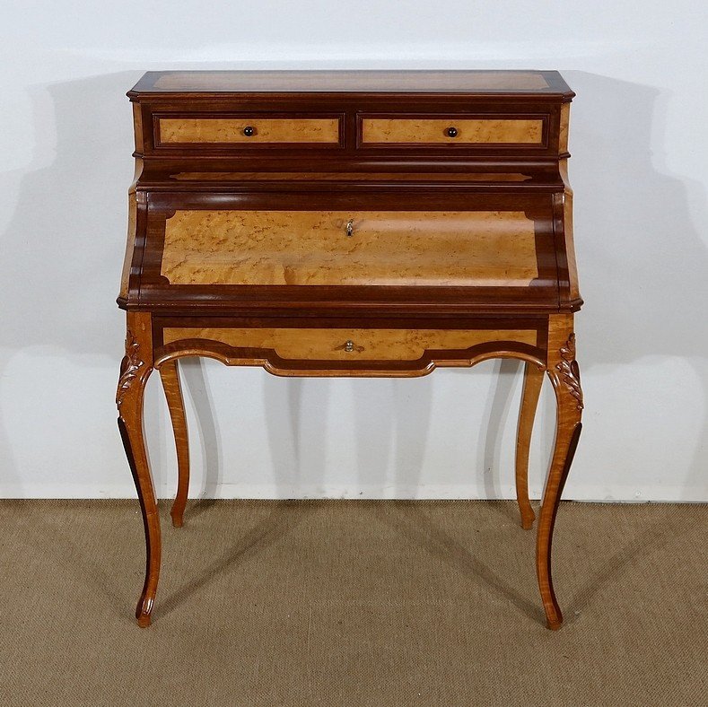  Rare Bureau De Dame En Bois Précieux, Style Louis XV, époque Napoléon III – 1850 -photo-3