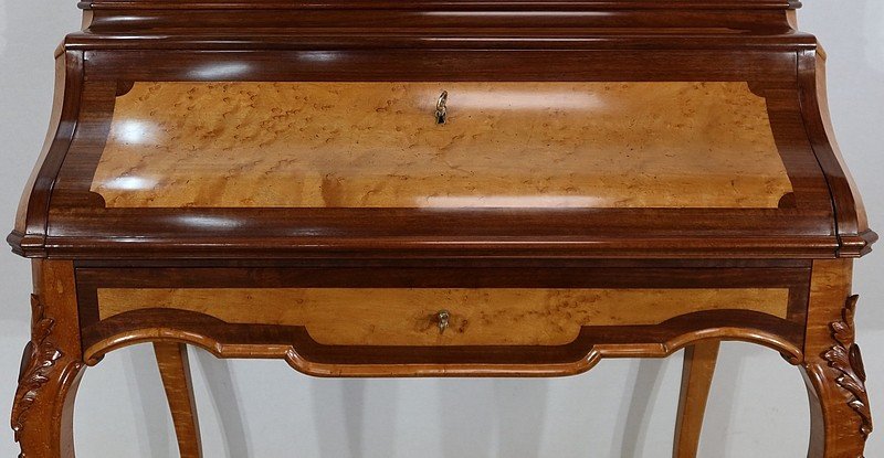  Rare Bureau De Dame En Bois Précieux, Style Louis XV, époque Napoléon III – 1850 -photo-2