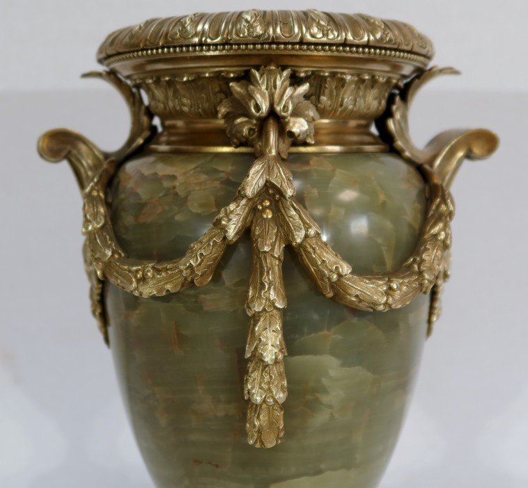  Importante Paire De Vases En Onyx Et Bronze, Style Louis XVI - 2ème Partie XIXe -photo-3