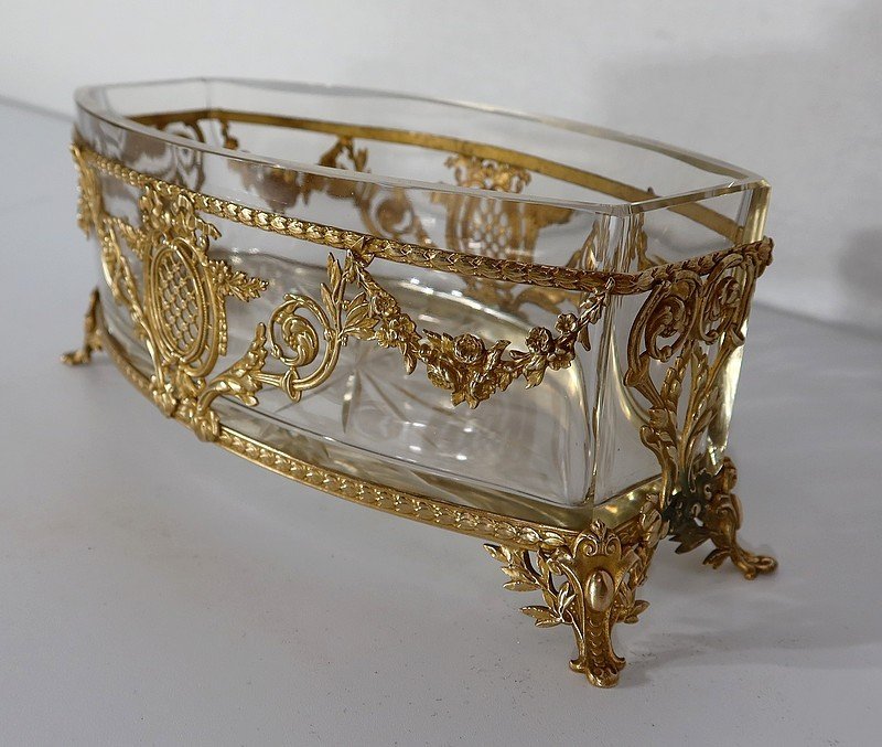 Small Glass And Brass Planter, Louis XVI Style - 1900-photo-3