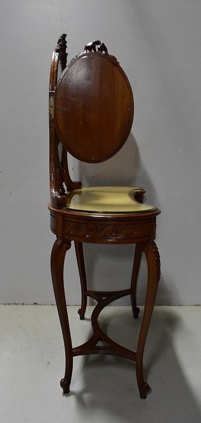 Atypical Kidney Dressing Table In Solid Walnut, Louis XVI Style - Early Twentieth-photo-4