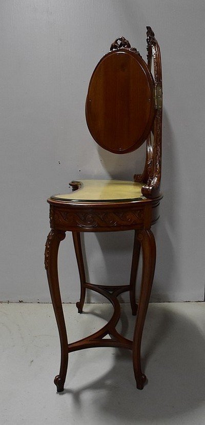 Atypical Kidney Dressing Table In Solid Walnut, Louis XVI Style - Early Twentieth-photo-5