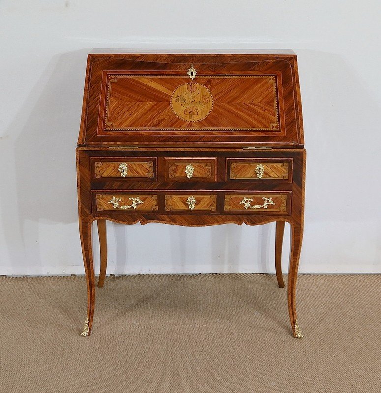 Middle Slope Desk In Precious Wood, Louis XV Period - Eighteenth-photo-2