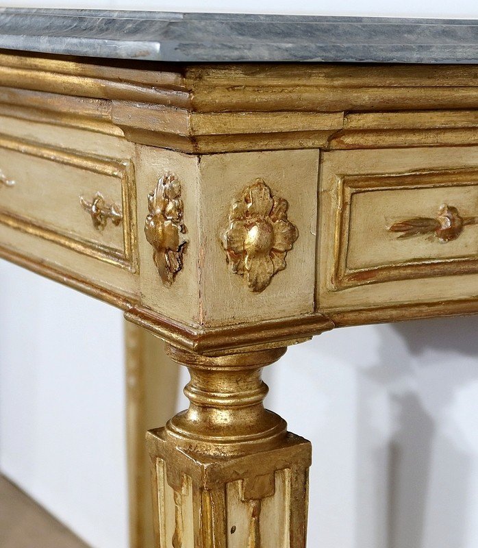  Console En Marbre Et Bois Doré, Style Louis XVI - 2ème Partie XIXe -photo-4