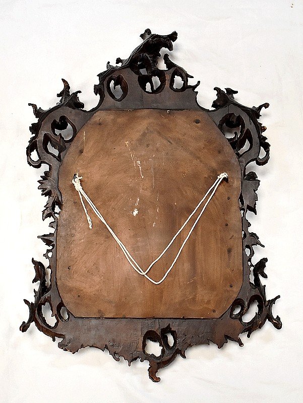 Rocaille Mirror In Solid Walnut, Louis XV Style - 1900 Period-photo-8