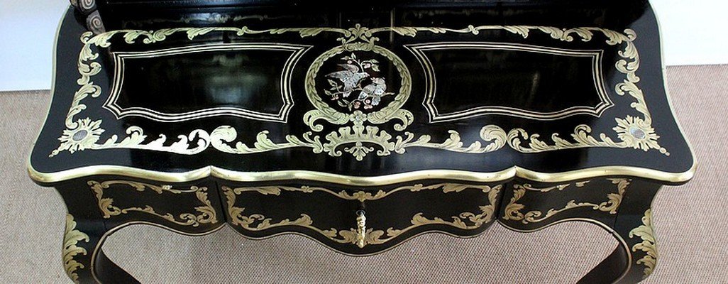 Rare Cabinet In Blackened Wood And Brass, Napoleon III Period - Nineteenth-photo-4
