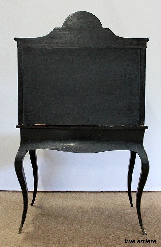 Rare Cabinet In Blackened Wood And Brass, Napoleon III Period - Nineteenth-photo-8