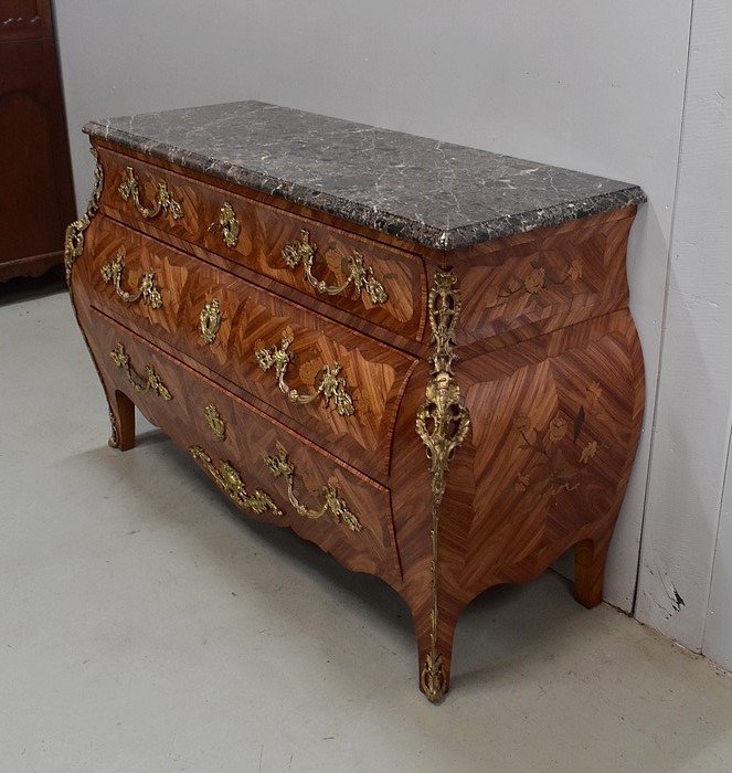 Important Tomb Commode In Rosewood, Louis XIV Style - Mid 20th Century-photo-3