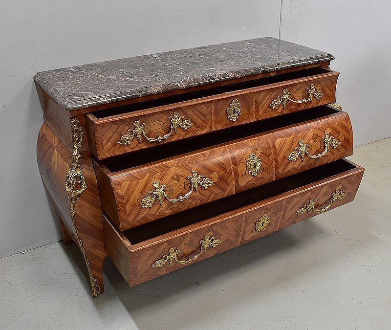 Important Tomb Commode In Rosewood, Louis XIV Style - Mid 20th Century-photo-4