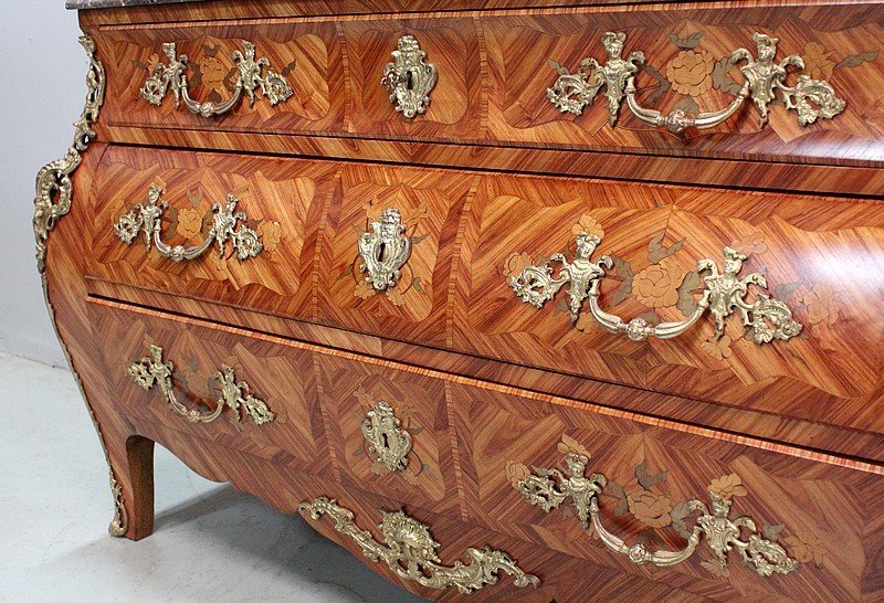 Important Tomb Commode In Rosewood, Louis XIV Style - Mid 20th Century-photo-2