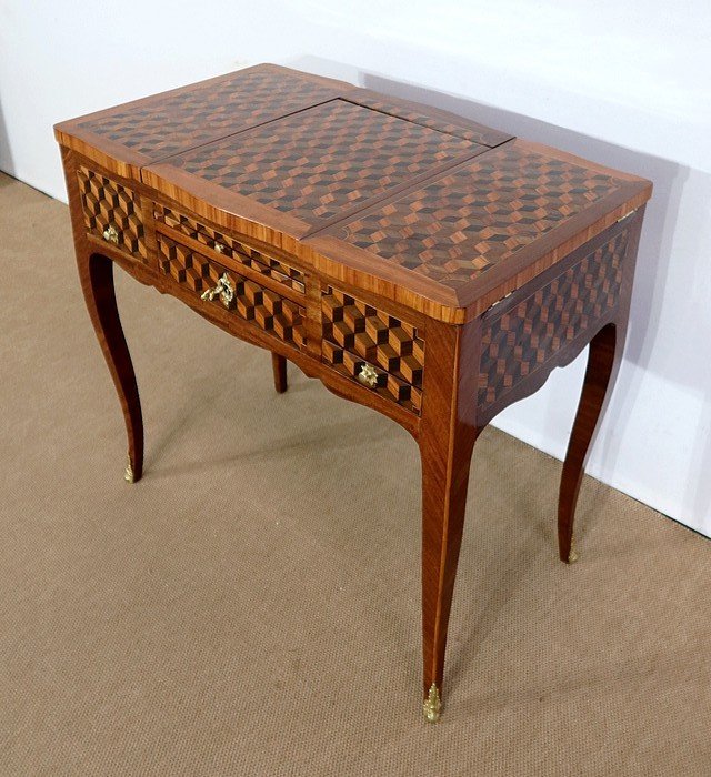 Dressing Table In Various Wood Marquetry, Transition Period Louis XV / Louis XVI - XVIIIth-photo-3