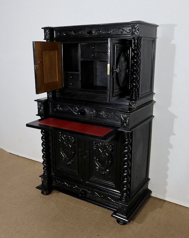 Work Cabinet And Office Table In Oak, Louis XIII Style - Late Nineteenth-photo-1