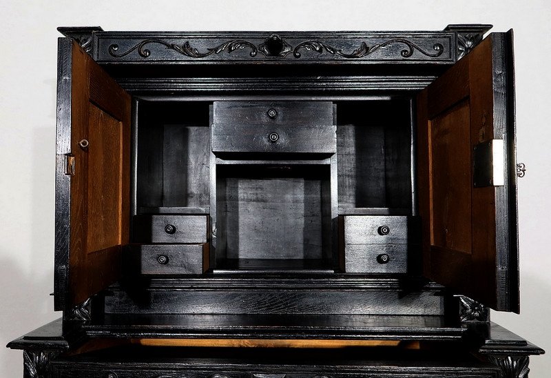 Work Cabinet And Office Table In Oak, Louis XIII Style - Late Nineteenth-photo-5