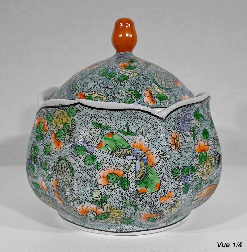 Bonbonnière En Porcelaine à Décors De Papillons, Chine – Début XXe-photo-1