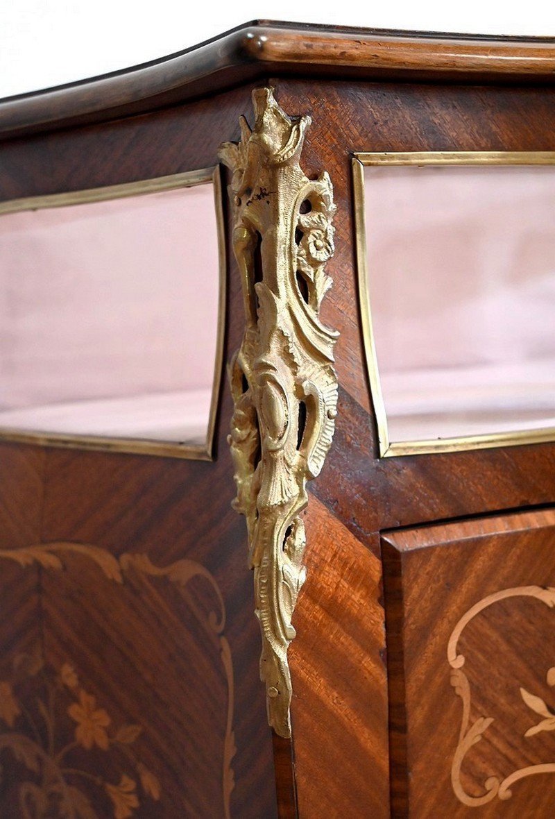 Petite Commode Vitrine En Acajou Et Bois De Violette, Style Louis XV – Fin XIXe-photo-3