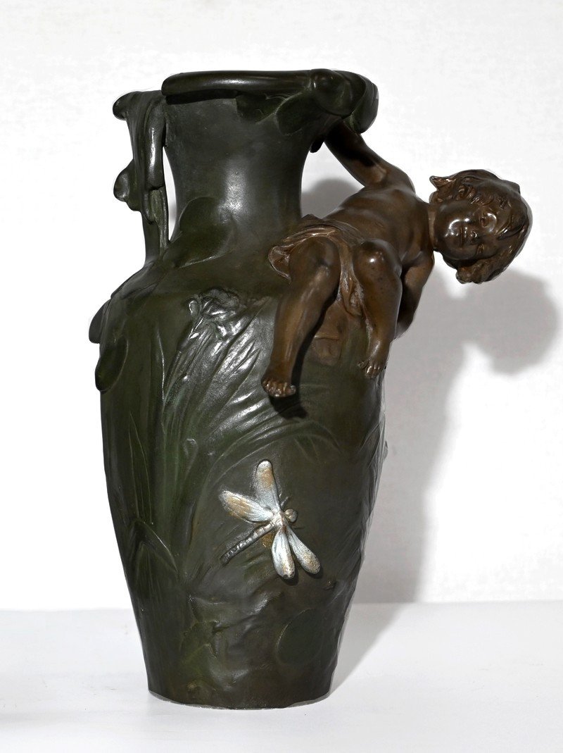 Paire De Vases En Régule, A. Moreau – Fin XIXe-photo-4