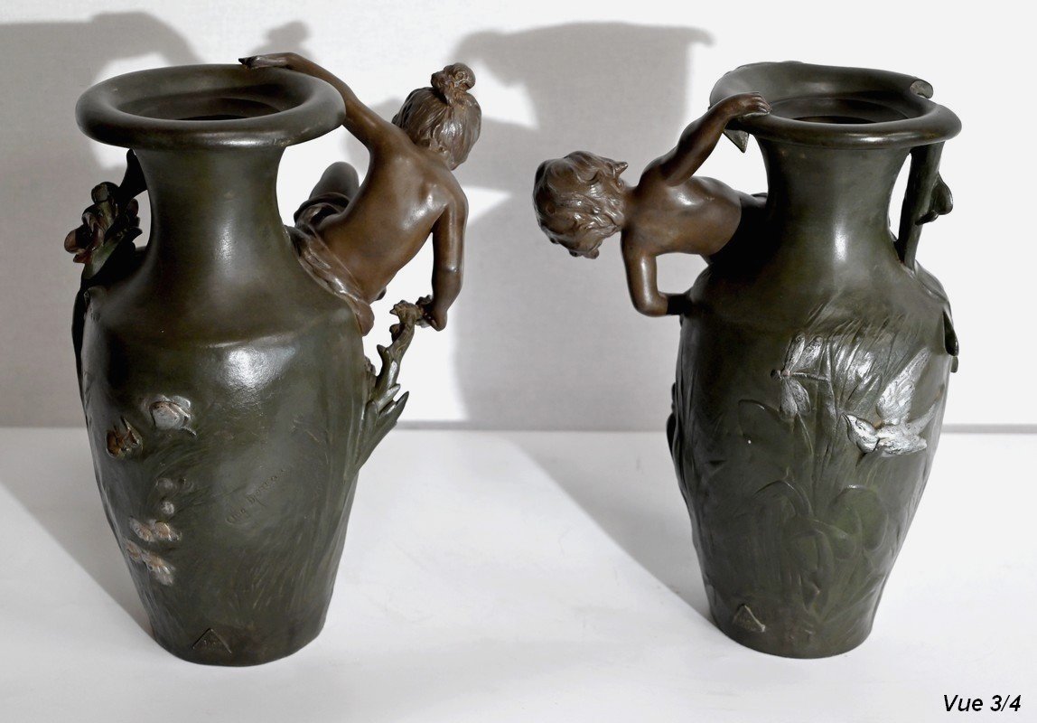 Paire De Vases En Régule, A. Moreau – Fin XIXe-photo-7