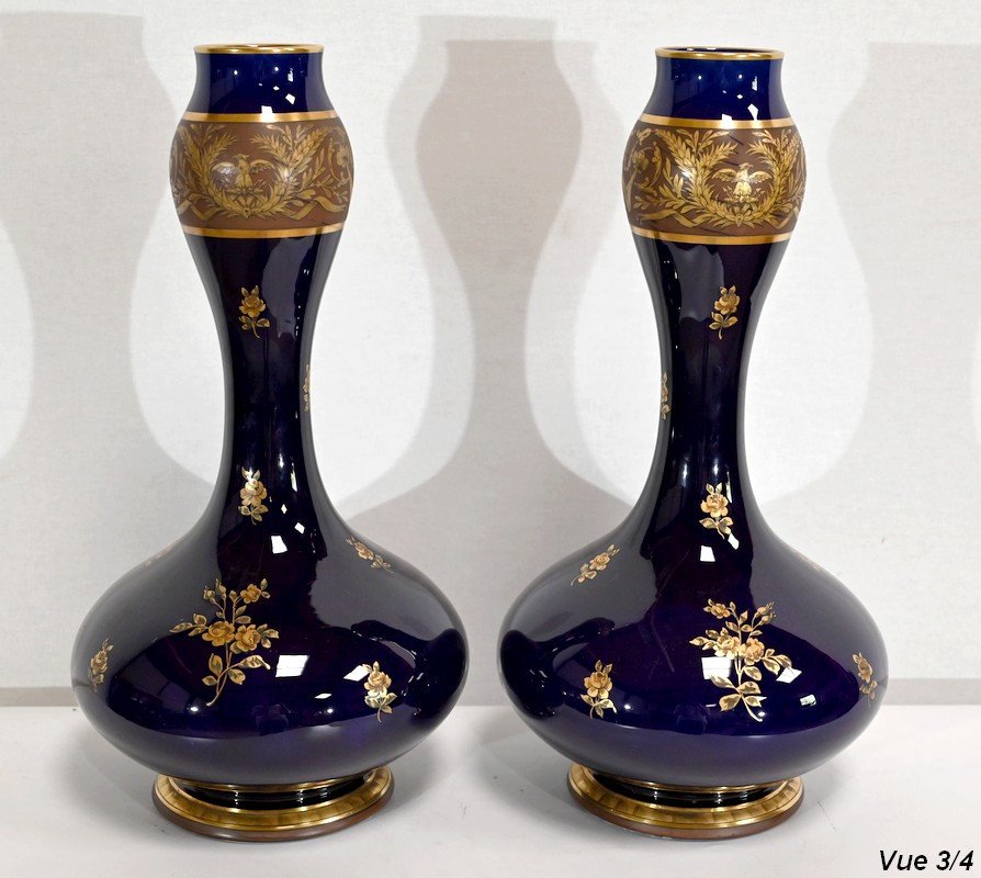 Pair Of Fine Earthenware Vases, Jaget & Pinon - Early Twentieth-photo-5