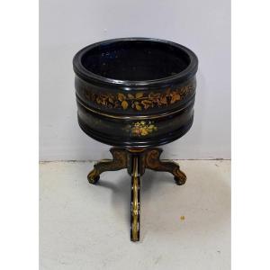 Napoleon III Planter In Blackened Wood And Golden Decorations - Nineteenth