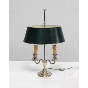 Lampe Bouillotte En Métal Argenté, Style Empire - Début XXe