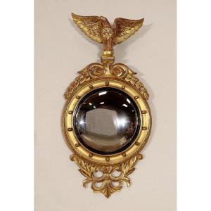 Witch Mirror In Golden Wood, Empire Taste - Mid 20th Century