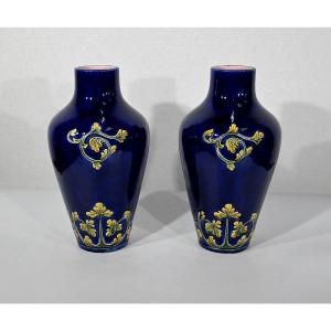 Paire De Vases En Céramique, Art Nouveau – 1900