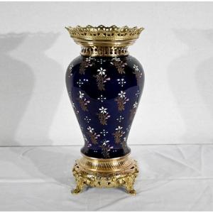 Vase En Céramique Et Bronze Doré, Manufacture Boch Frères Keramis – Fin XIXe