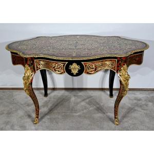 Table D’apparat Violonée En Poirier Noirci, Style Boulle, époque Napoléon III – Milieu XIXe