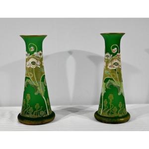 Paire De Vases En Pâte De Verre, Legras, Art Nouveau – Fin XIXe