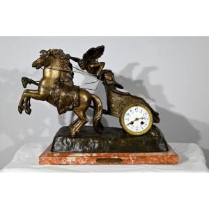 Importante Horloge En Régule « Course Romaine » De X.raphanel – Fin XIXe