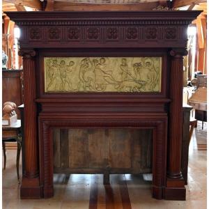 Important Mahogany Castle Fireplace – 2nd Part 19th Century