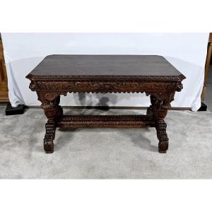 Oak Desk Table, Gothic Renaissance Taste – Late 19th Century