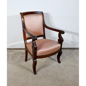 Armchair In Solid Cuban Mahogany, Restoration Period – Early 19th Century