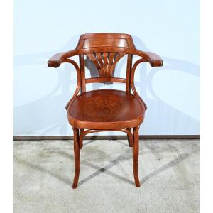 Beech Office Armchair, Stamped J&j Kohn – Early 20th Century